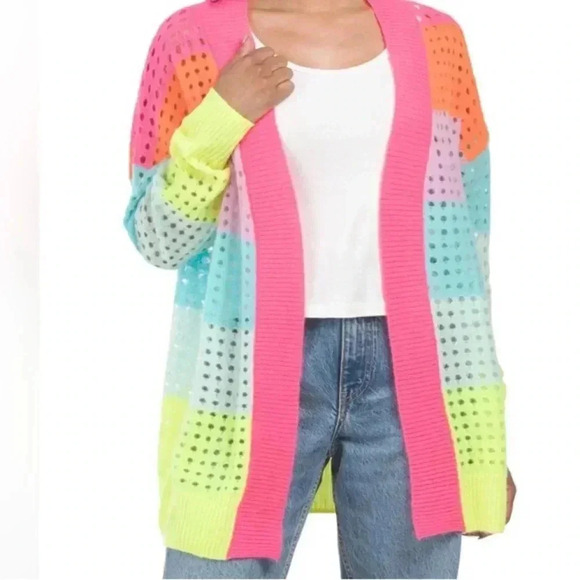 NWT Brodie Cashmere Rainbow Oversized Cashmere Cardigan Sz M - Picture 10 of 12